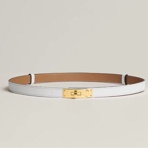 Hermes Kelly white belt with gold hardware new with tags